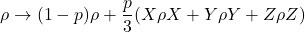 \begin{equation*} \rho \rightarrow (1 - p) \rho + \frac{p}{3} (X \rho X + Y \rho Y + Z \rho Z)\end{equation*}